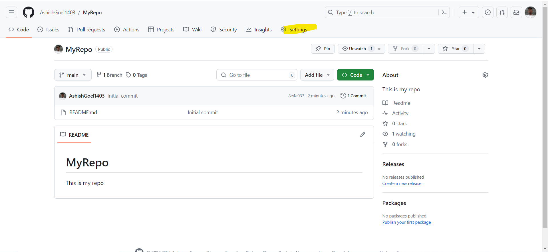 Create a new repository in GitHub